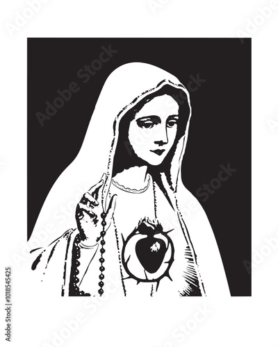 Our Lady of Fatima vector Virgin Mary Immaculate heart catholic religious Illustration