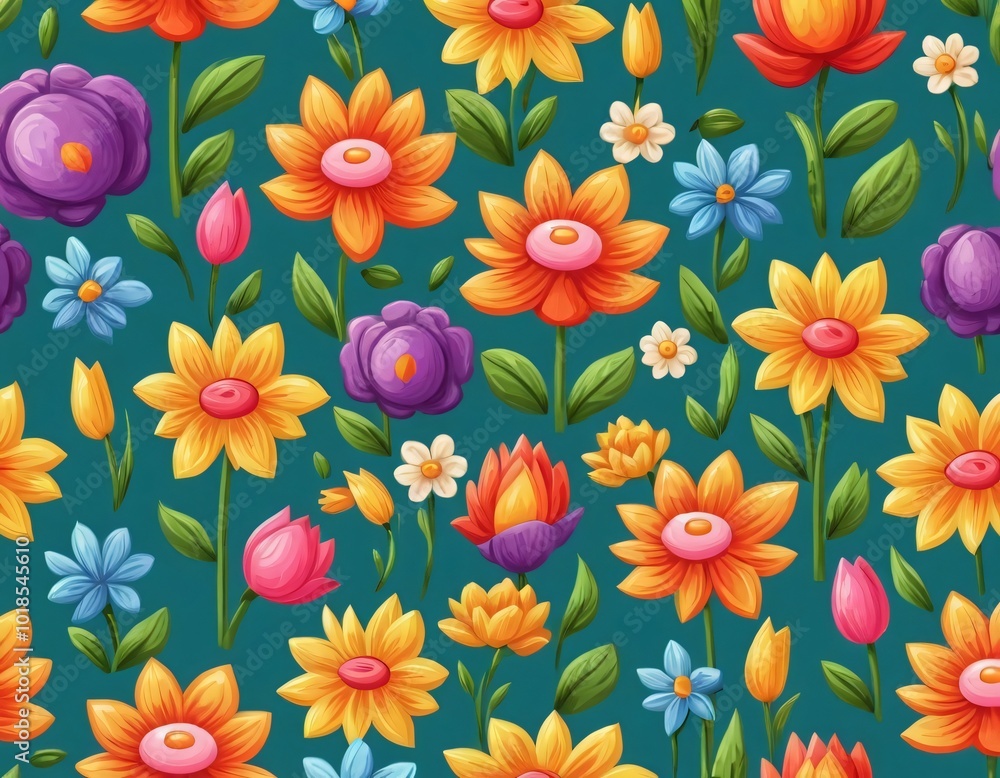 custom made wallpaper toronto digitalColorful floral pattern with assorted flowers on a pale background suitable for fabric or wallpaper