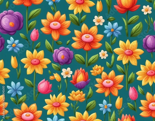 Wallpaper Mural Colorful floral pattern with assorted flowers on a pale background suitable for fabric or wallpaper Torontodigital.ca