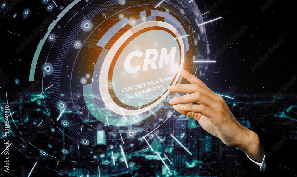 CRM Customer Relationship Management for business sales marketing system concept presented in futuristic graphic interface of service application to support CRM database analysis. uds CRM Customer Relationship Management for business sales marketing system concept presented in futuristic graphic interface of service application to support CRM database analysis. uds