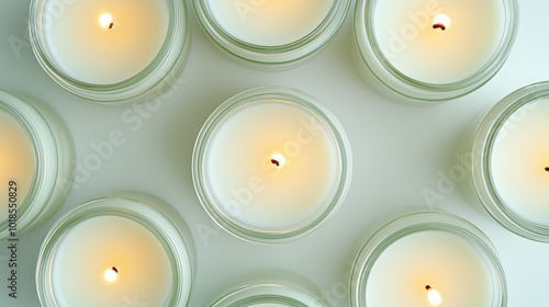 Wallpaper Mural A top-down view of lit candles in jars, radiating warm and serene ambiance. Torontodigital.ca