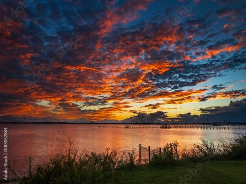 Sunset cloudscape over the bay in St. Andrews Florida, Panama City, Florida