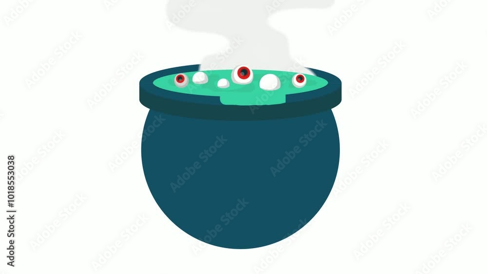 Poison and Eyeball Cooking in Cauldron Pot animated video, boiling ...