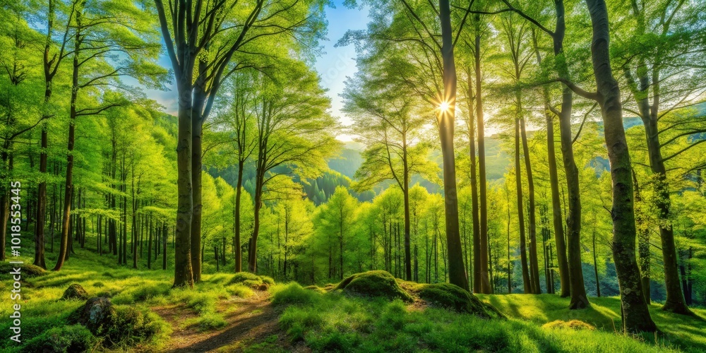 Lush Green Trees in a Dense Forest Creating a Serene and Peaceful Natural Landscape Scene Lush Green Trees in a Dense Forest Creating a Serene and Peaceful Natural Landscape Scene