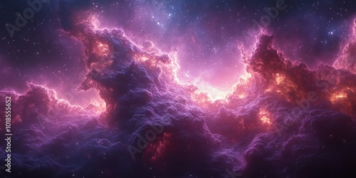 Cosmic Clouds A Symphony of Pink and Orange Hues in the Stellar Canvas