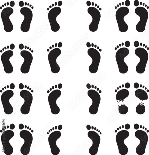 Human Footprint bundle girl and woman vector silhouette art of illustration Human step and white background