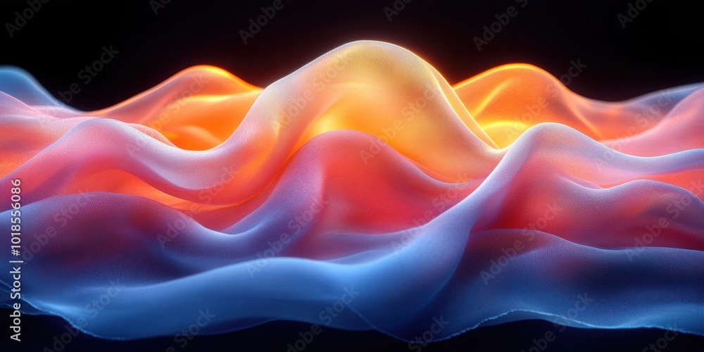 Abstract Shimmering Fabric with Dynamic Waves and Vibrant Color Gradient Abstract Shimmering Fabric with Dynamic Waves and Vibrant Color Gradient