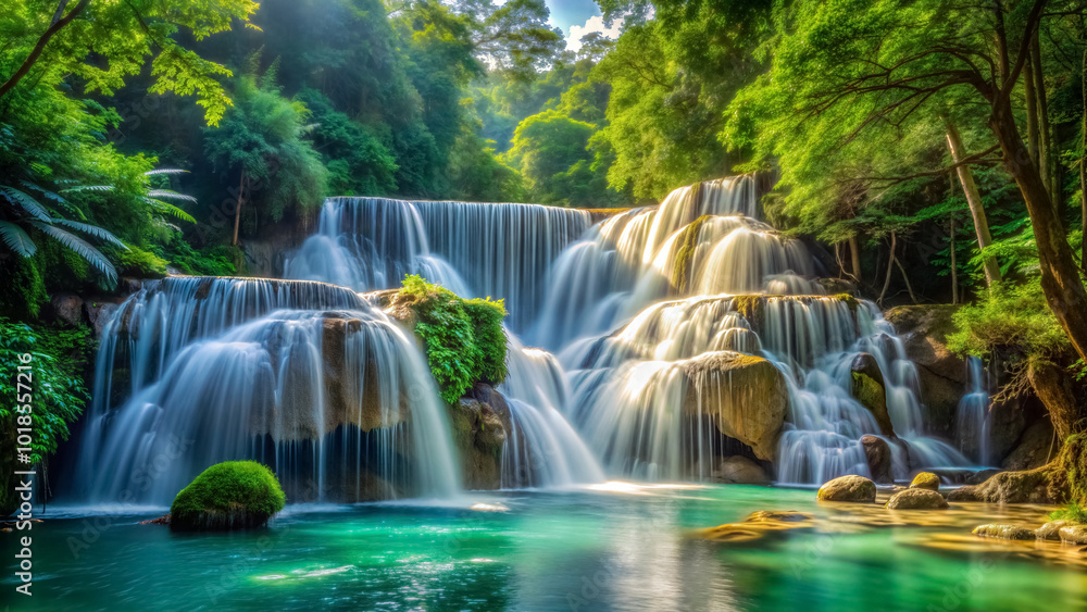 Obraz premium Stunning view of a beautiful waterfall in a picturesque location