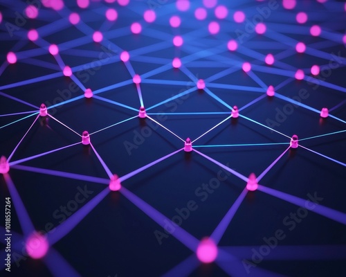 Wallpaper Mural Abstract network connection with glowing nodes on a dark background. Torontodigital.ca