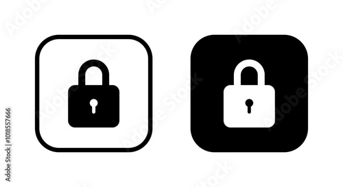 Padlock, lock icon on black square. Security, privacy concept