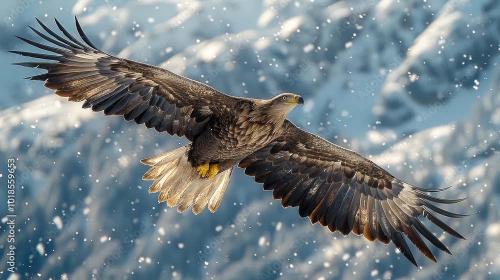 Majestic Eagle Soaring Above Mountain Range Majestic Eagle Soaring Above Mountain Range