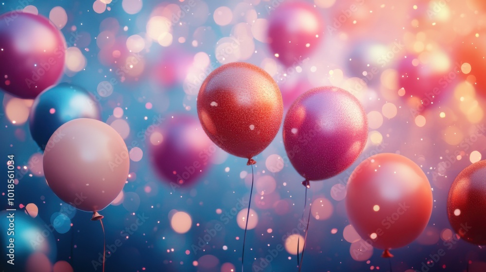 Illustration of a festive New Year's celebration, bright New Year wallpaper background, confetti and balloons, whimsical touch, designated area for text. Illustration of a festive New Year's celebration, bright New Year wallpaper background, confetti and balloons, whimsical touch, designated area for text.