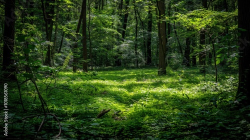 Sunlight Filtering Through a Lush Forest