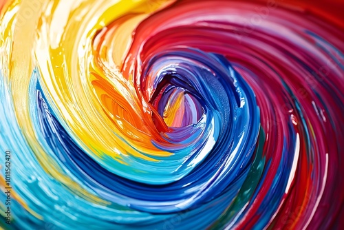 A Dynamic Swirl of Vibrant Paint Strokes in Rainbow Colors, Creating a Modern, Energetic Abstract Background, High Resolution Wallpaper or Background