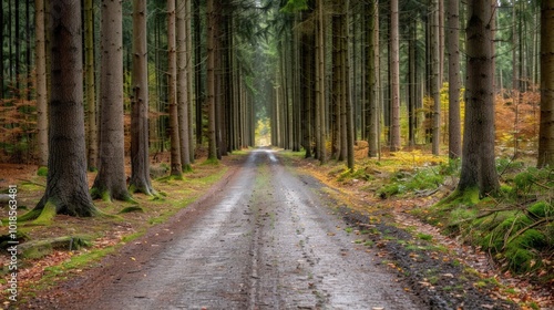 Forest Path Through Tall Trees