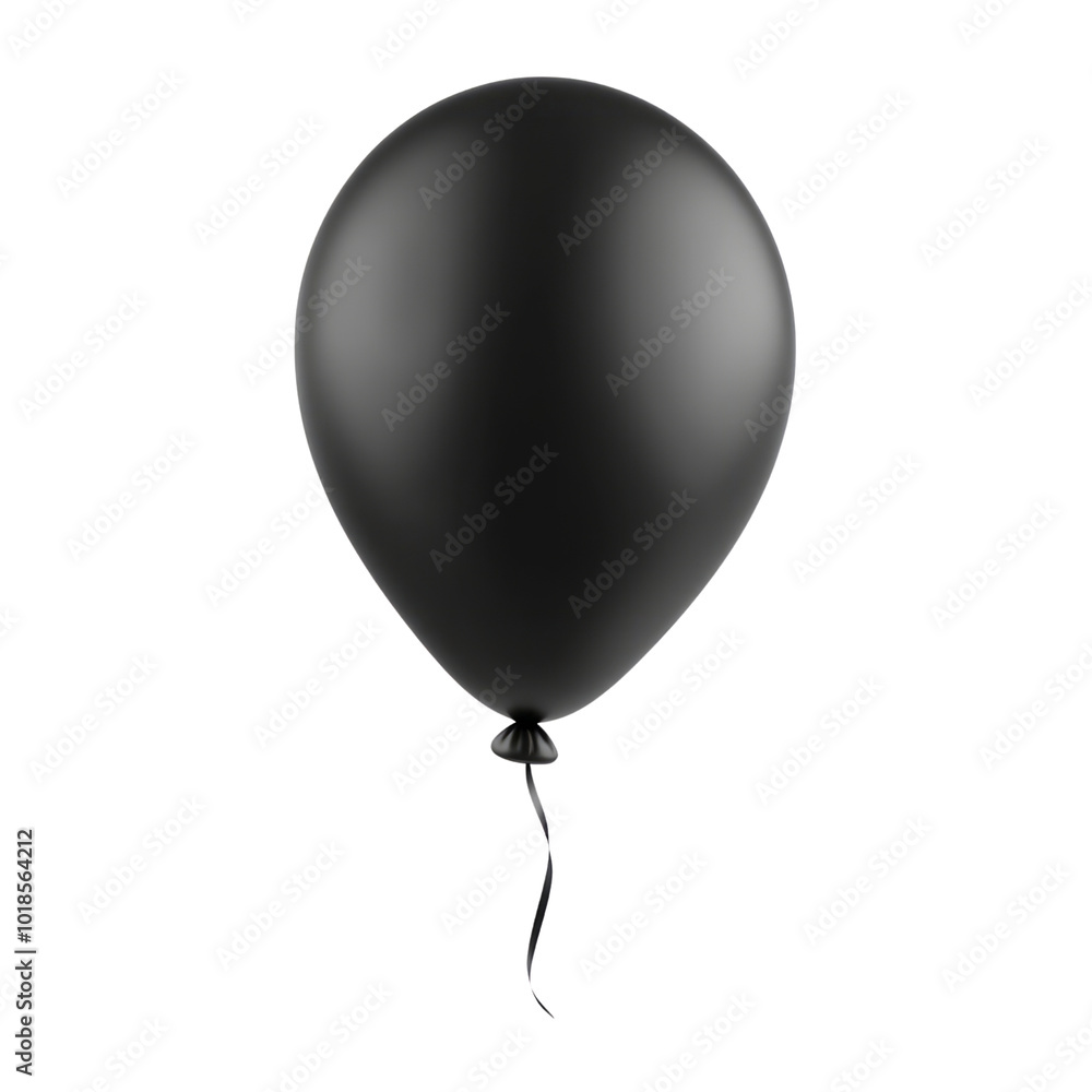 black balloon 3d render icon isolated on transparent background cutout