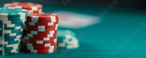 High-Stakes Baccarat Showdown Tension Mounts as Dealer Flips Final Card for Potential Big Win - Intense Casino Atmosphere with Stacked Chips