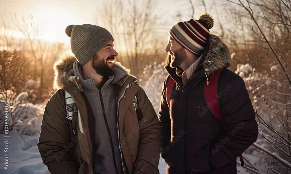 Gay male couple enjoying a day in the snow Gay male couple enjoying a day in the snow