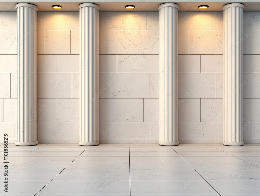 Corporate bank entrance framed by symmetrical pillars and sleek lighting, a symbol of modern finance Corporate bank entrance framed by symmetrical pillars and sleek lighting, a symbol of modern finance