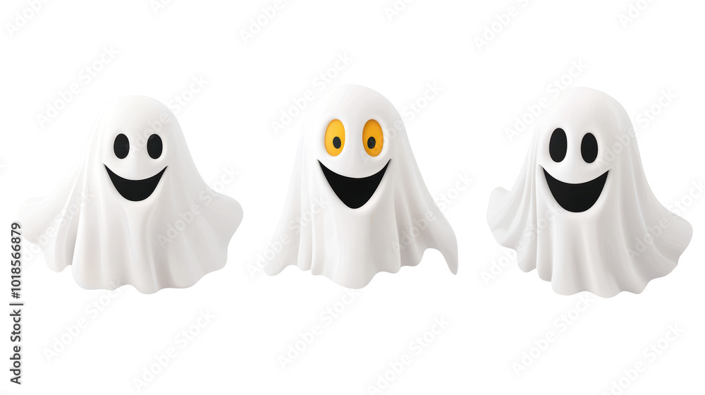Fototapeta premium Halloween ghosts isolated on white transparent