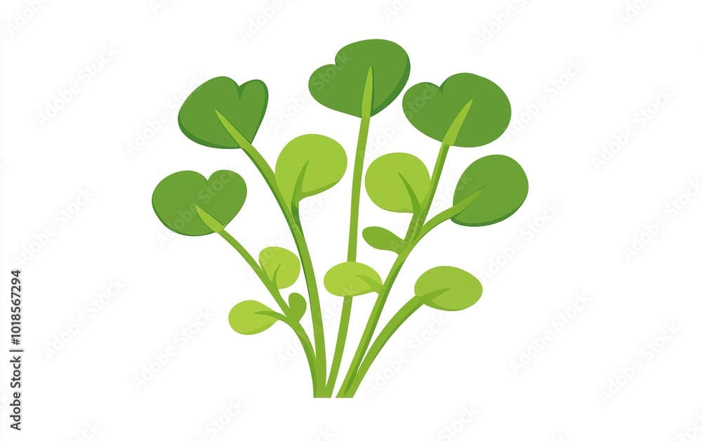 A vibrant cluster of green leaves showcasing a fresh and lively plant set against a clean white background A vibrant cluster of green leaves showcasing a fresh and lively plant set against a clean white background