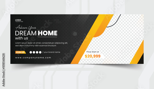 Real estate social media Facebook cover design and web banner template |  Modern corporate real estate construction Facebook cover design.