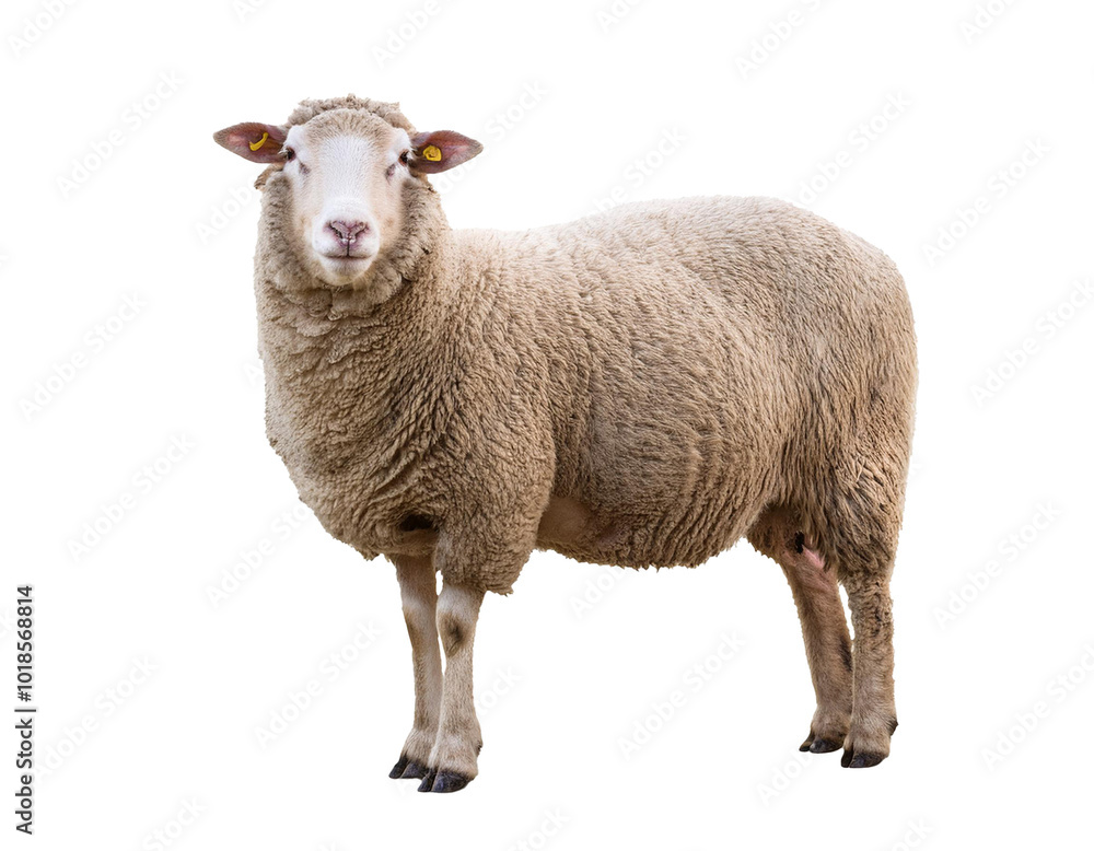 Sheep standing isolated on white background, cutout Sheep standing isolated on white background, cutout