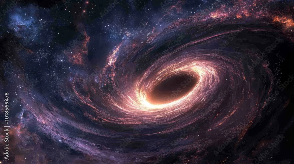 A supermassive black hole at the center of the Milky Way galaxy captures light with its immense gravitational pull, forming a region known as a singularity. A supermassive black hole at the center of the Milky Way galaxy captures light with its immense gravitational pull, forming a region known as a singularity.