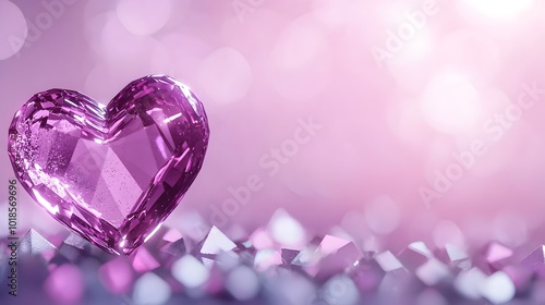 Enchanting Crystal Heart with Ethereal Light Refraction - A Mystical Aura of Shimmering Facets and Delicate Glow