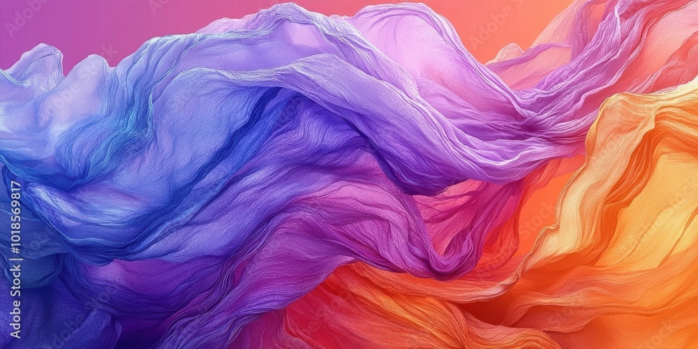 Abstract Swirling Fabric in Vibrant Hues of Purple, Blue, and Orange Abstract Swirling Fabric in Vibrant Hues of Purple, Blue, and Orange