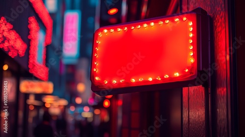 A vibrant sign showcasing a radiant crimson hue, attracting attention with its bold and conspicuous presence.