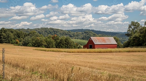 Red Barn in a Rural Landscape