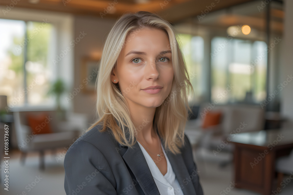 business smiling woman in the office business smiling woman in the office