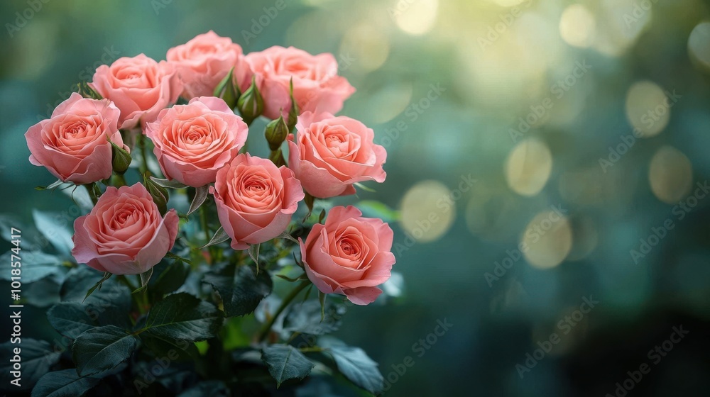 Delicate Pink Roses with Soft Bokeh Background in a Floral Arrangement Delicate Pink Roses with Soft Bokeh Background in a Floral Arrangement