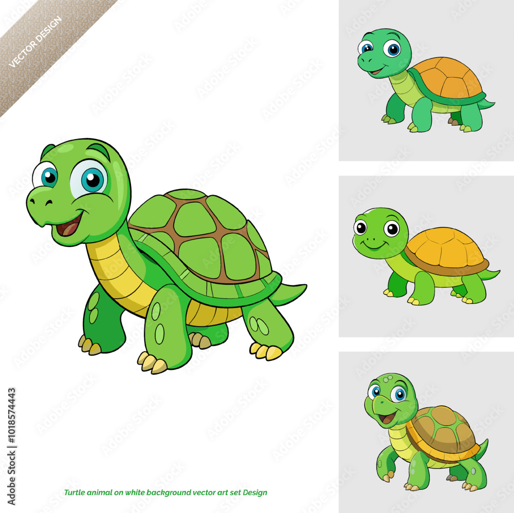 Obraz premium Turtle Animal Vector Art Set Design on White Background