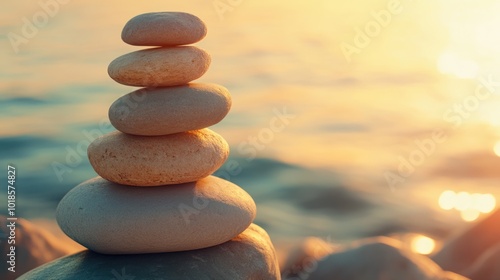 Zen Stones at Sunset