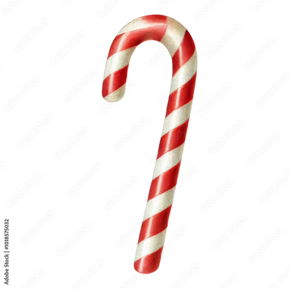 Candy cane with red and white stripes. Holiday sweet treat illustration. Candy cane with red and white stripes. Holiday sweet treat illustration.
