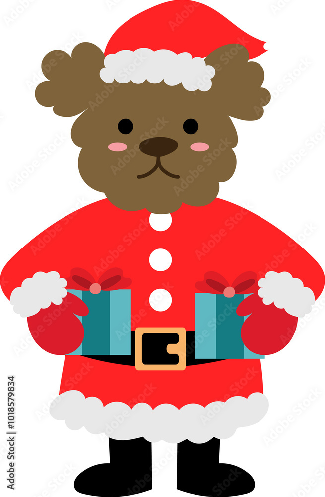 Fototapeta premium Christmas Bear Santa Cartoon Playful Holiday Style For Festive Digital Design Graphics 