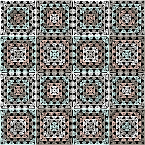 Pattern with crochet granny square with flowers wallpaper handmade decorative art design print	
