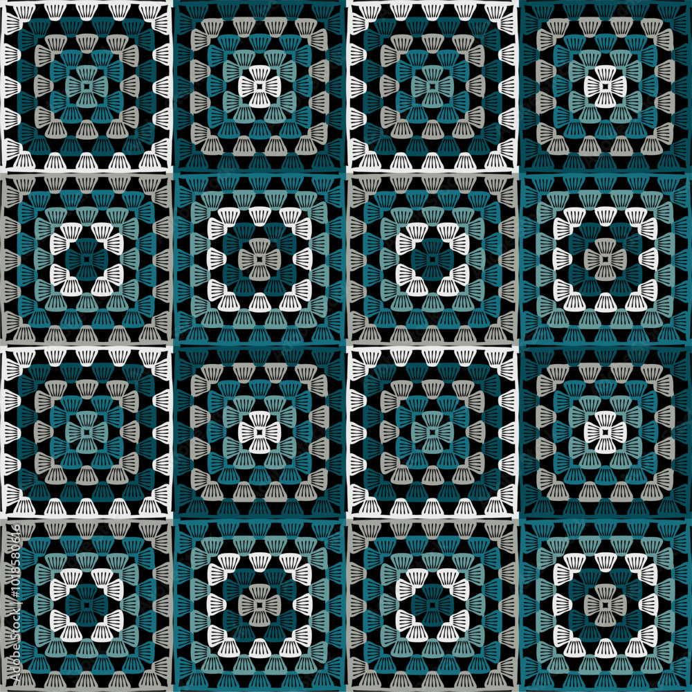 Pattern with crochet granny square with flowers wallpaper handmade decorative art design print
Pattern with crochet granny square with flowers wallpaper handmade decorative art design print