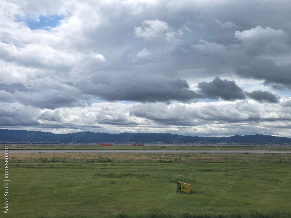 A beautiful runway view from Kansai Station Airport in Osaka, Japan A beautiful runway view from Kansai Station Airport in Osaka, Japan