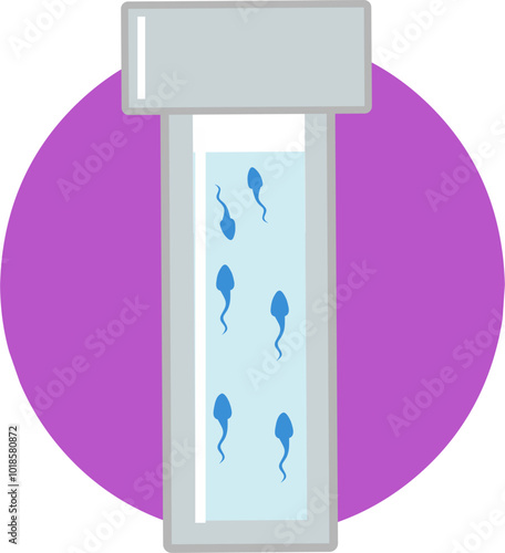 Sperm analysis count for ivf procedure conceptual illustration of the mciroscope and sperm cells. Fit to show step by step of ivf procedure
