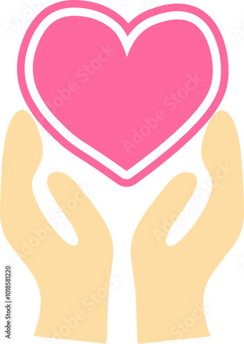 Hands hold love heart shape showing humanity illustration