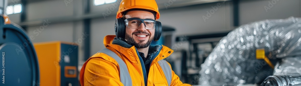 Workers in bright uniforms operating plastic compactors in a waste management plant, plastic compression, industrial waste management Workers in bright uniforms operating plastic compactors in a waste management plant, plastic compression, industrial waste management