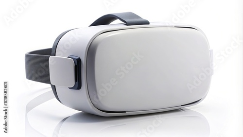 Aerial view of white virtual reality headset isolated on white background