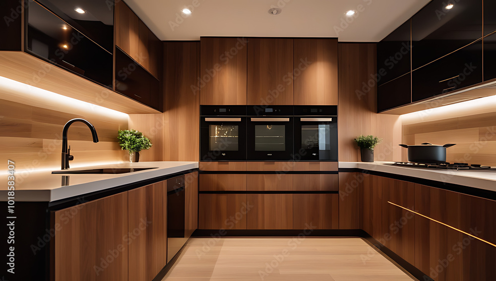 contemporary kitchen featuring oven warm wood accents contemporary kitchen featuring oven warm wood accents