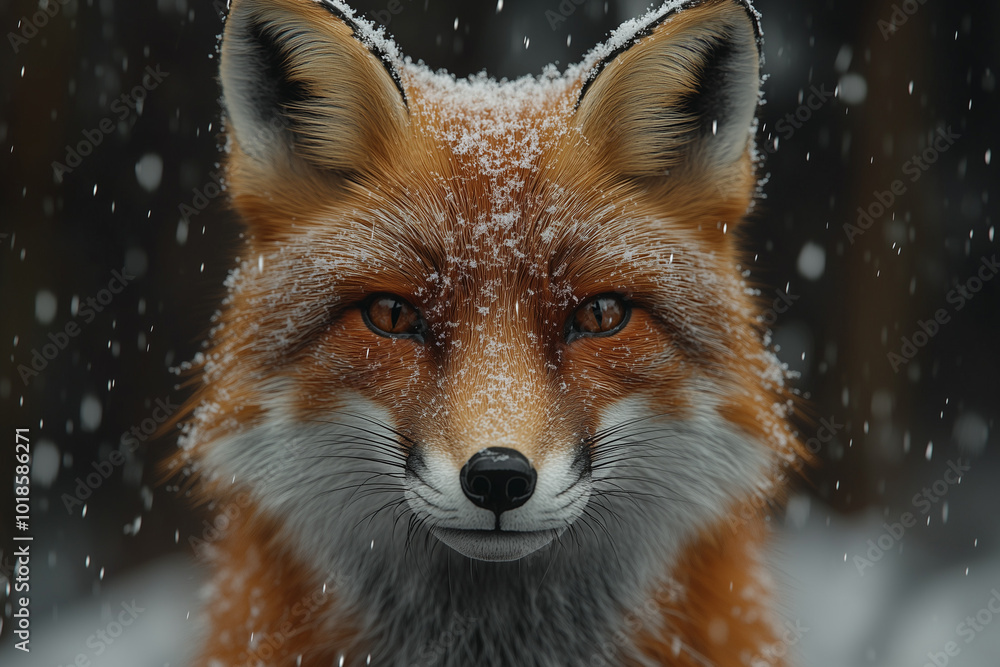 Obraz premium Fox hunting in the snow 