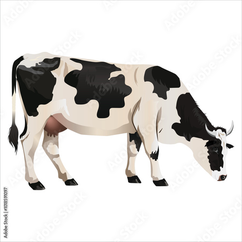 A detailed and realistic vector illustration of a cow or bull, perfect for branding, educational materials, or custom designs. Fully editable to suit various creative projects.