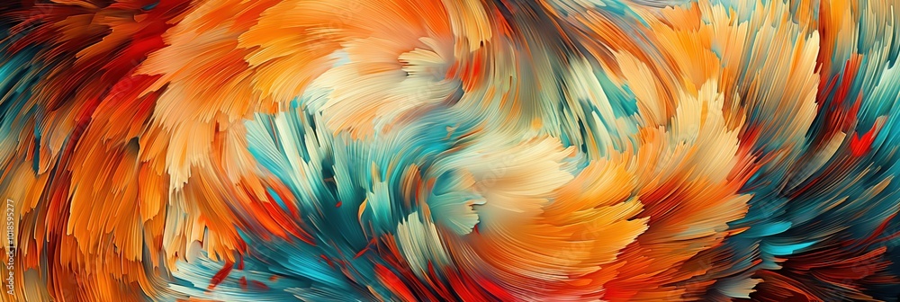 Vivid abstract swirl of brushstrokes in fiery warm and cool hues creating dynamic motion banner Vivid abstract swirl of brushstrokes in fiery warm and cool hues creating dynamic motion banner