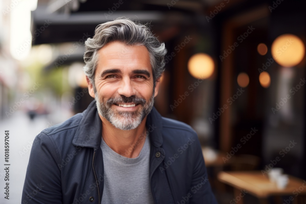 Portrait of a handsome middle-aged man smiling at the camera Portrait of a handsome middle-aged man smiling at the camera